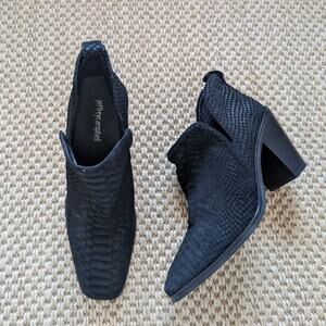 Jeffrey Campbell Rosee Black Suede Snake Print Ankle Block Heel Boots 10 NWOB